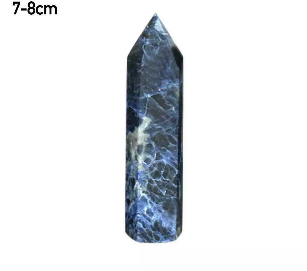 Natural blue Sodalite gemstone healing wand