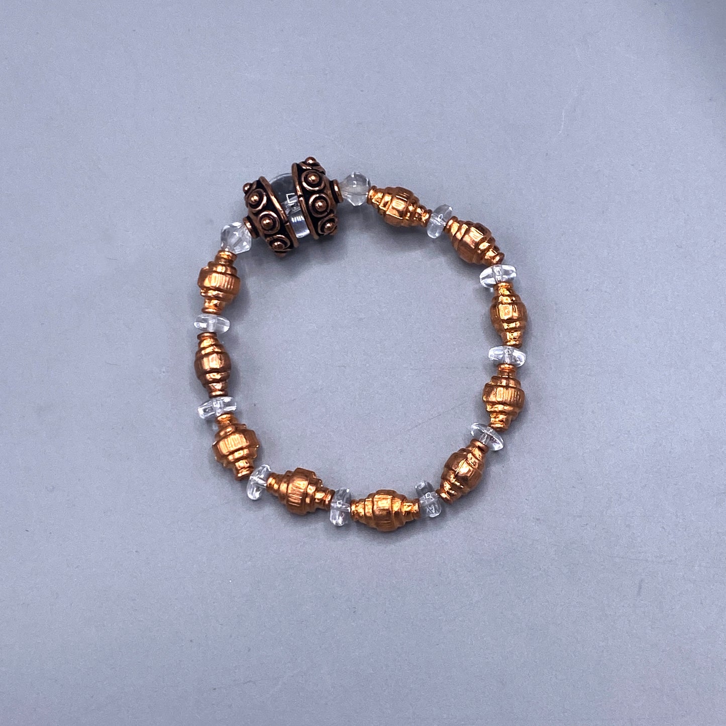 Quartz and Copper Beaded Stretch Bracelet