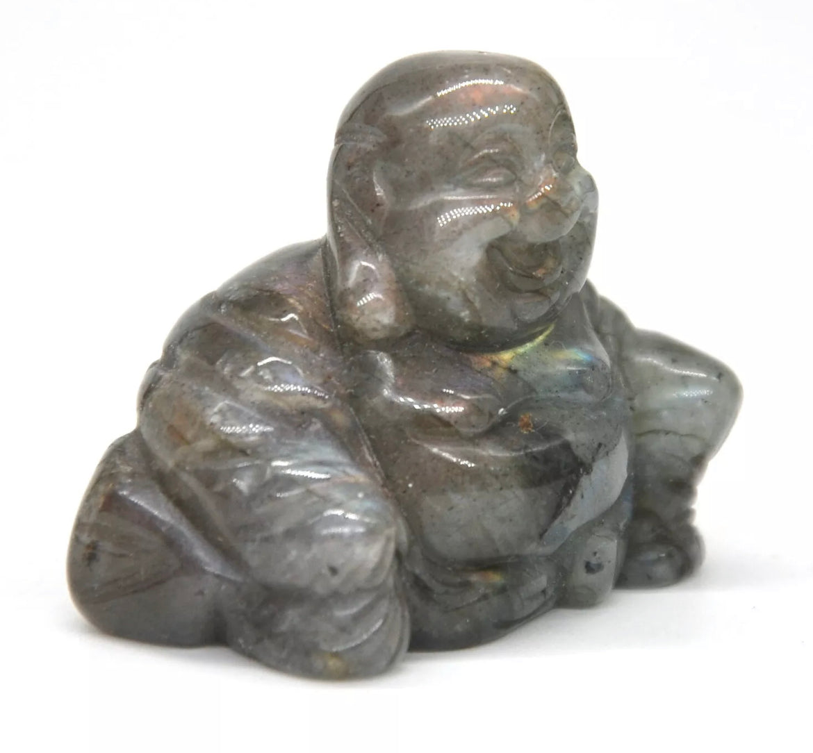 Natural Labradorite Crystal Laughing Buddha
