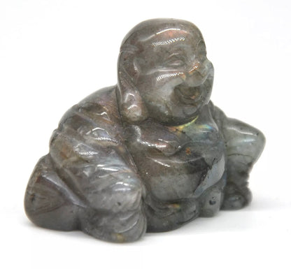 Natural Labradorite Crystal Laughing Buddha