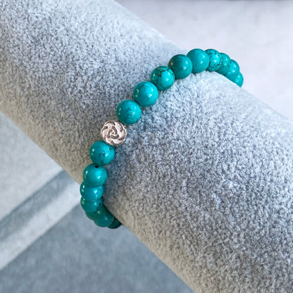 Turquoise and Sterling Silver Rose Bracelet