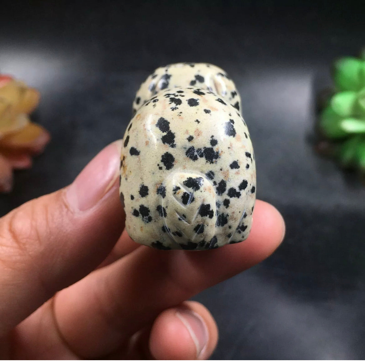 Natural Dalmatian Jasper gemstone Dog