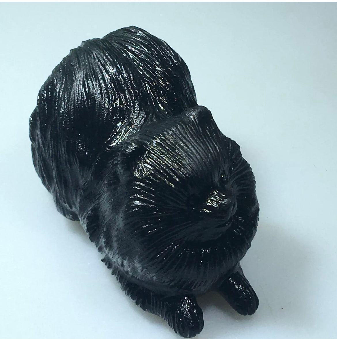 Chow dog Carved Natural Black Obsidian gemstone