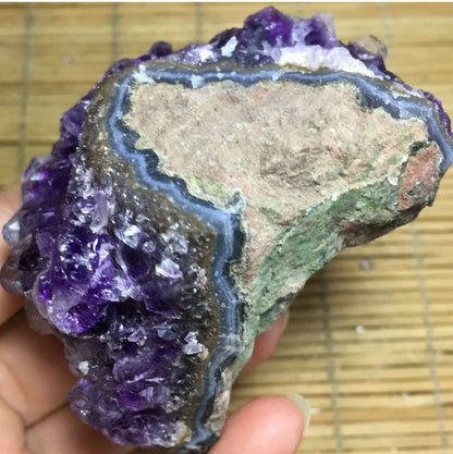 Natural Amethyst geode quartz cluster crystal specimen energy