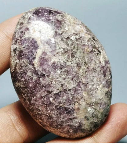 Natural Lepidolite Lithium Mica Polished Palm Stone