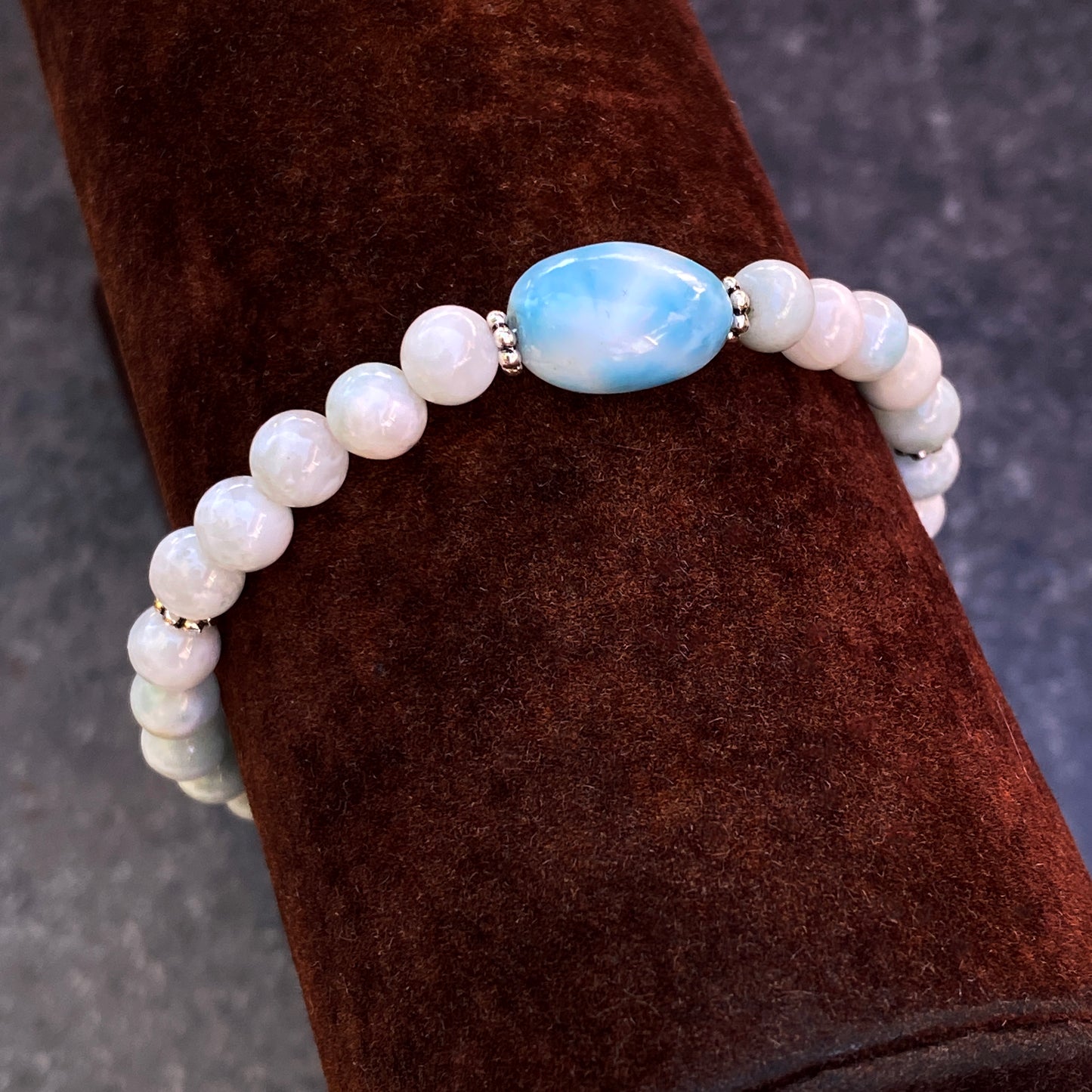 Larimar and Sterling Silver Beaded Bracelet