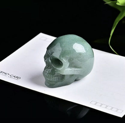 Natural Tiger Eye, Obsidian, Aventurine or White Turquoise gemstone Skull