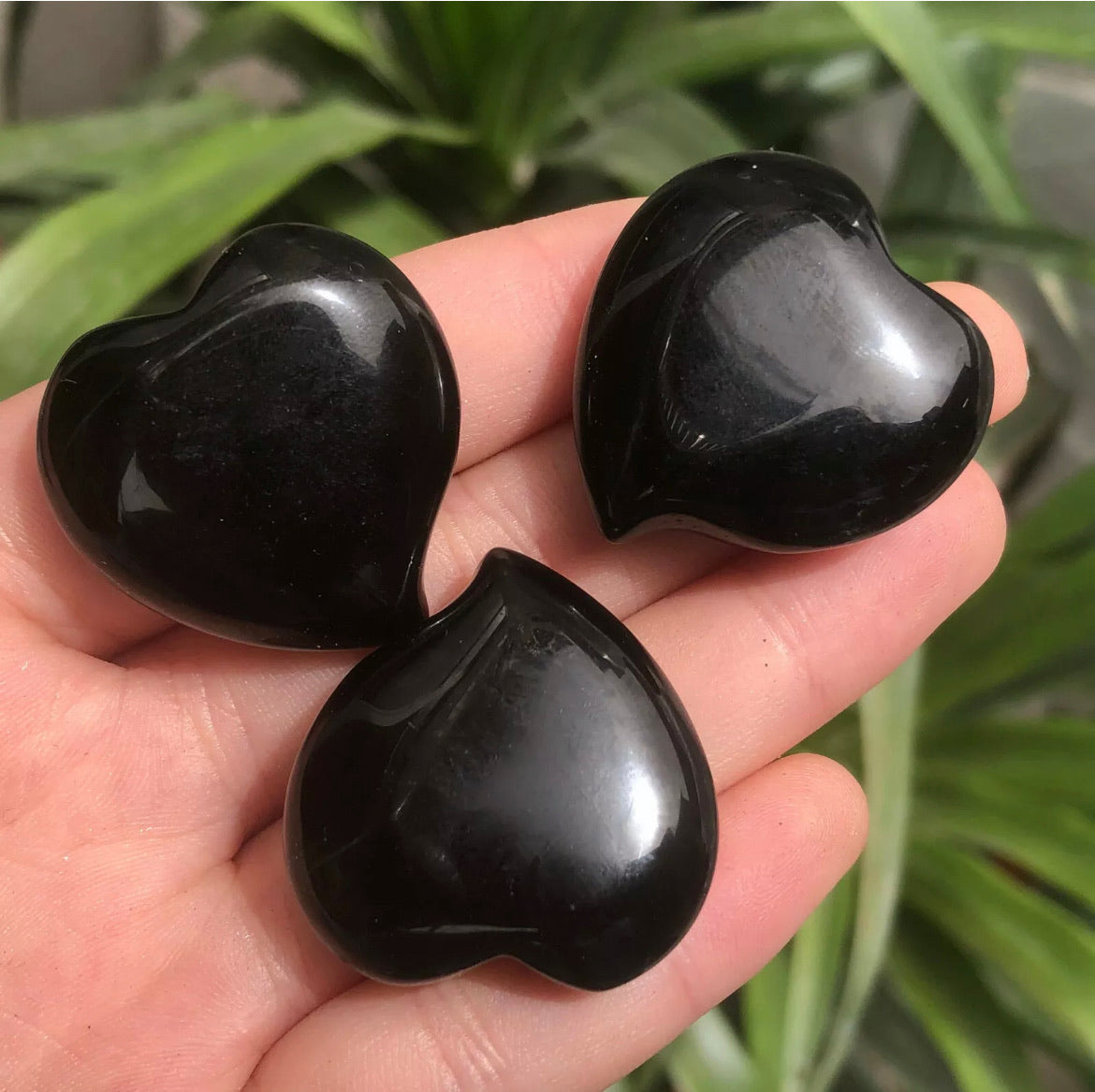 Natural Black Obsidian Hearts