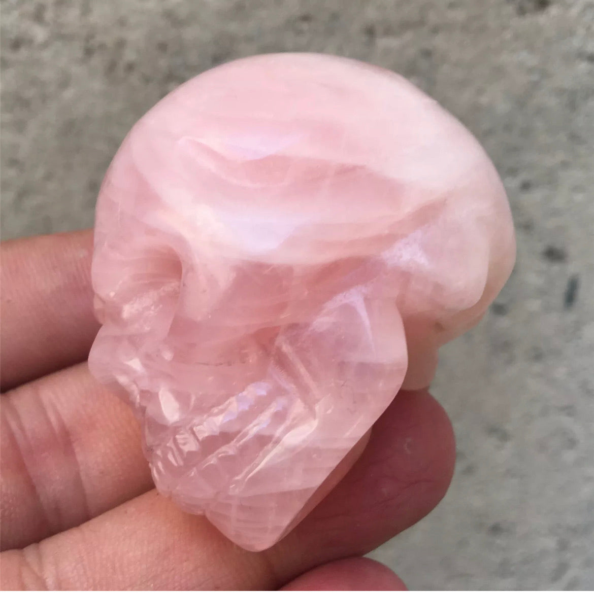 Natural Rose Quartz gemstone Skull