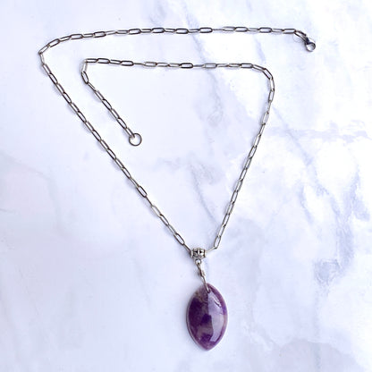 Amethyst gemstone pendant on Stainless steel