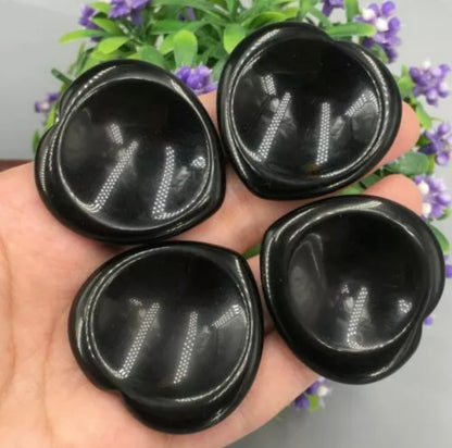 Natural Black Obsidian Heart Worry Stone