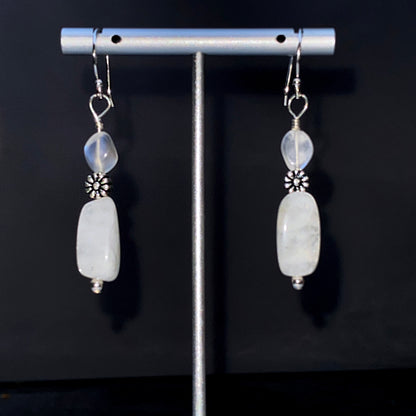 Moonstone and Sterling Silver Drop Earrings