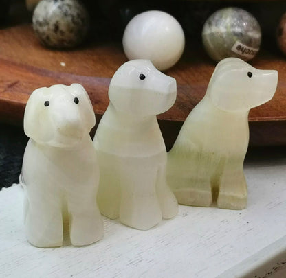 Natural white Jade gemstone dog