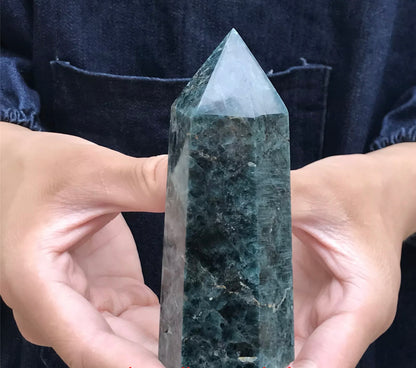 Natural Blue Apatite Gemstone Tower Point Obelisk