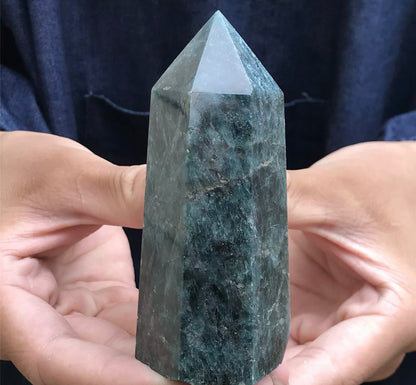 Natural Blue Apatite gemstone Tower Point Obelisk