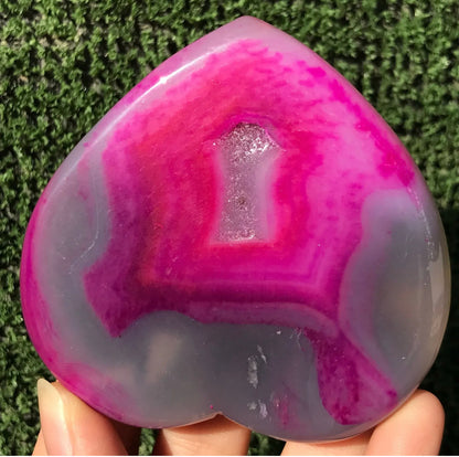 Pink Agate Geode Heart