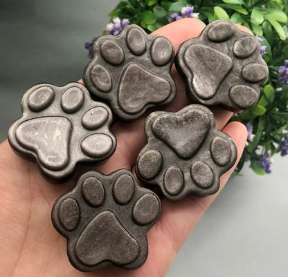 Silver obsidian dog cat paw