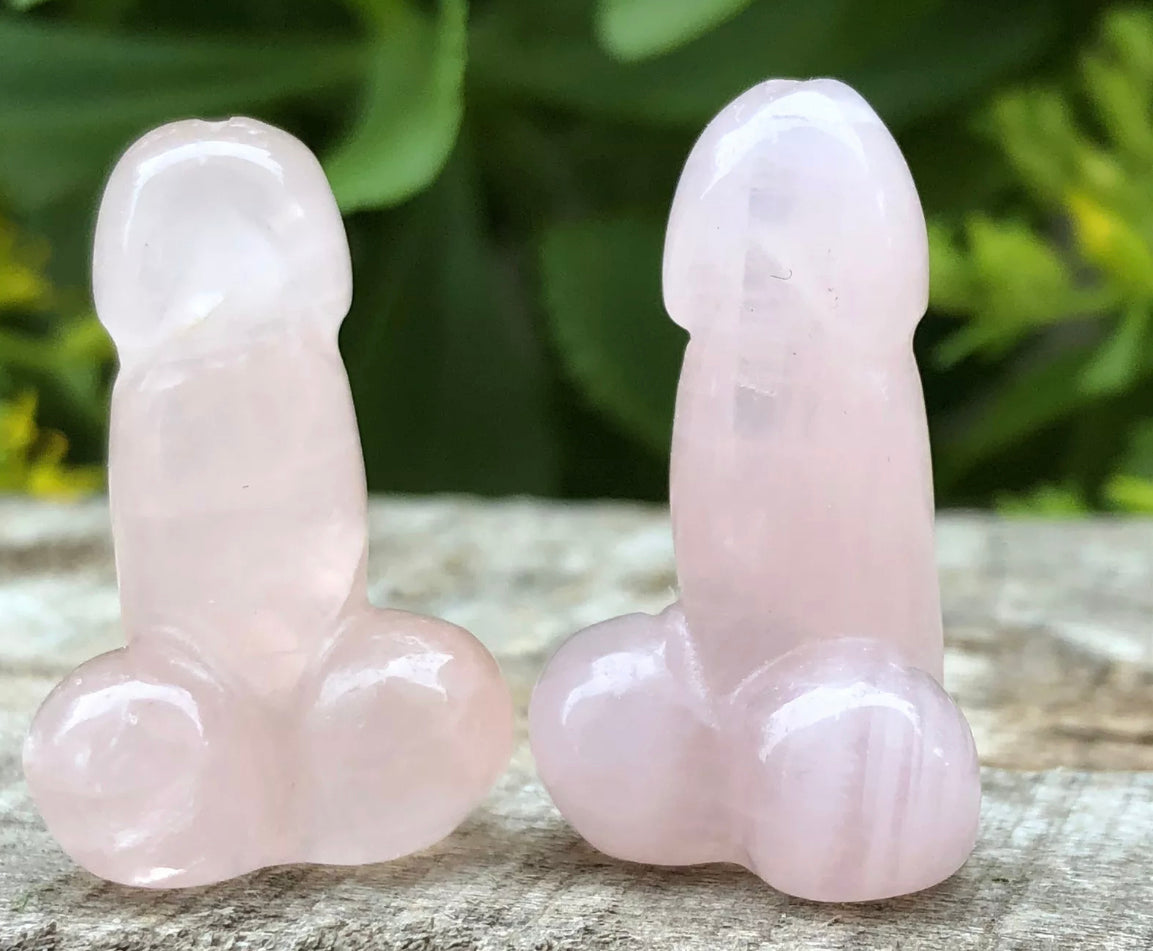 Natural Rose Quartz gemstone Penis (Mini)