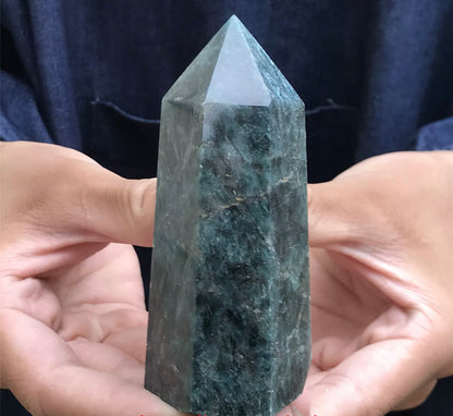 Natural Blue Apatite gemstone Tower Point Obelisk