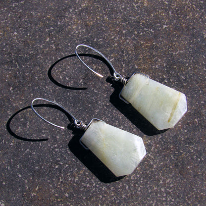 Silver Moonstone Gemstones with Sterling Silver Drop Earrings