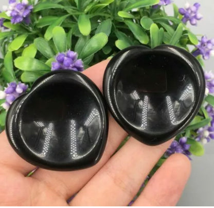 Natural Black Obsidian Heart Worry Stone