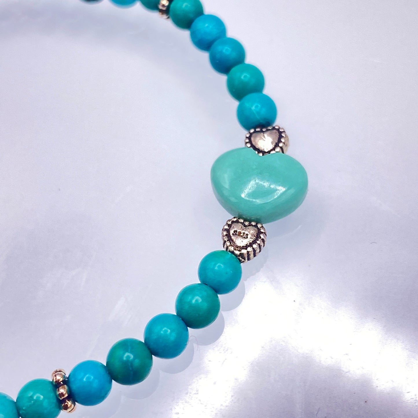 Turquoise Heart and sterling silver bracelet