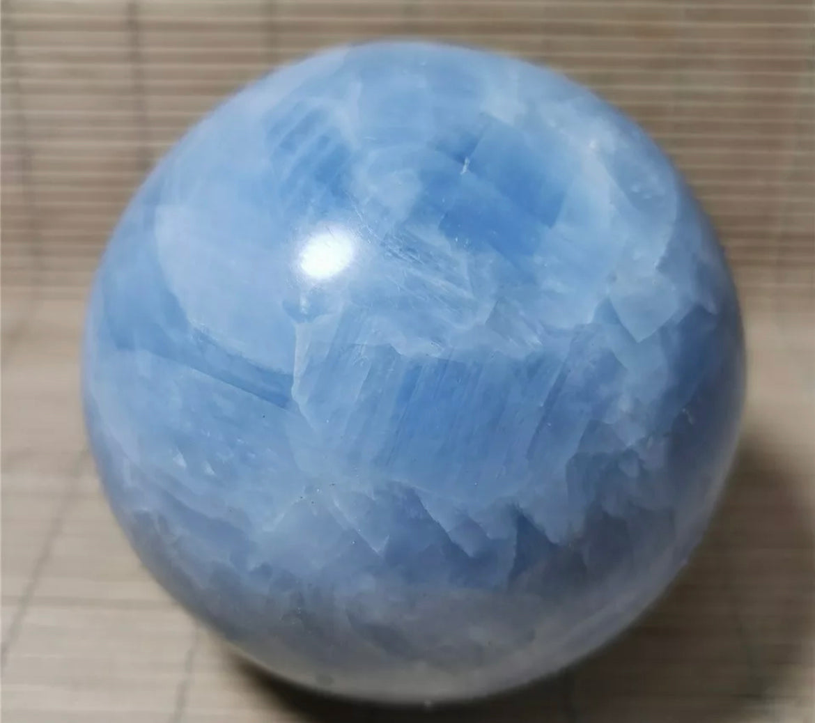 Natural Blue Calcite Gemstone Crystal Sphere