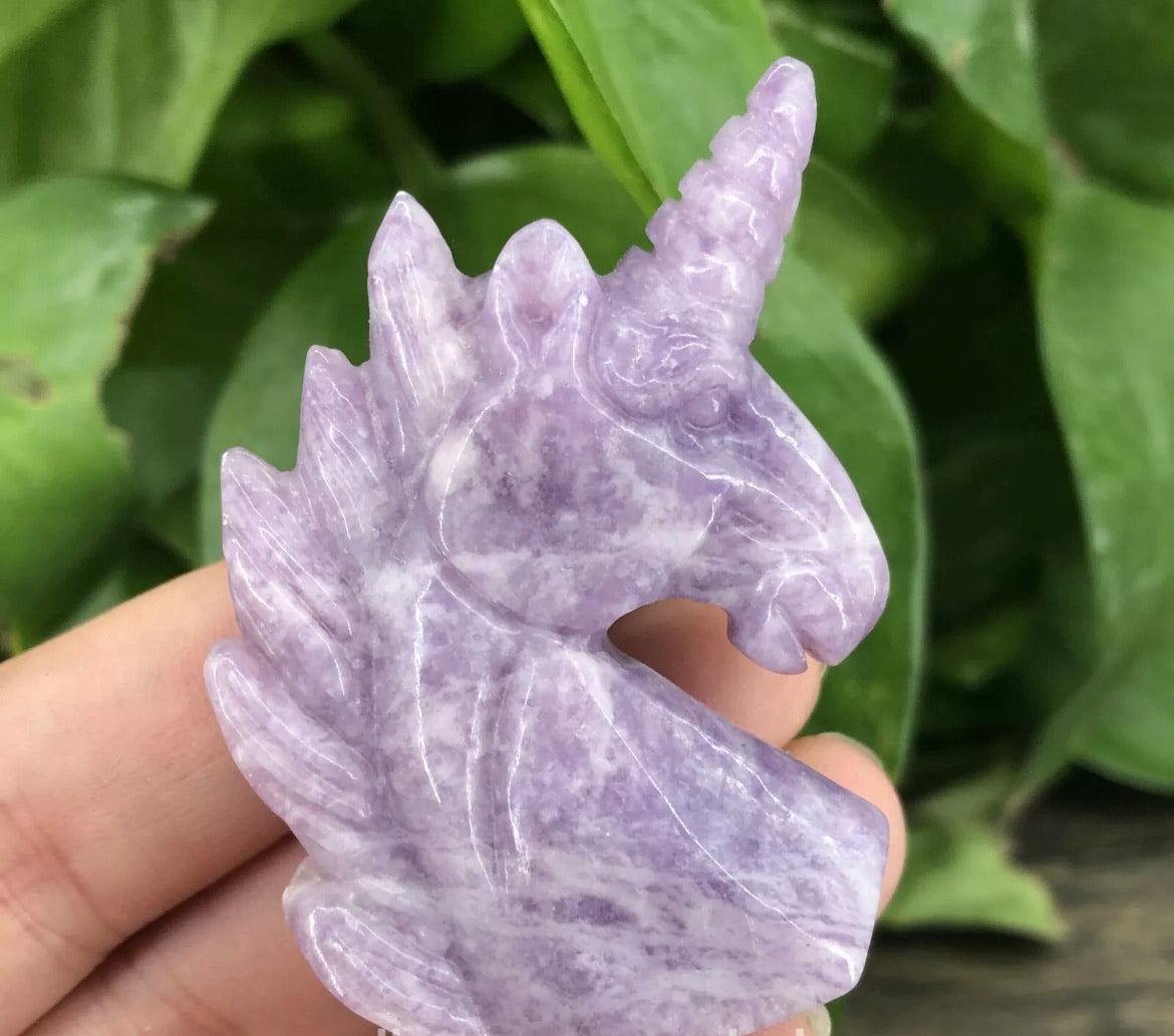 Natural Ussungite purple gemstone carved Unicorn