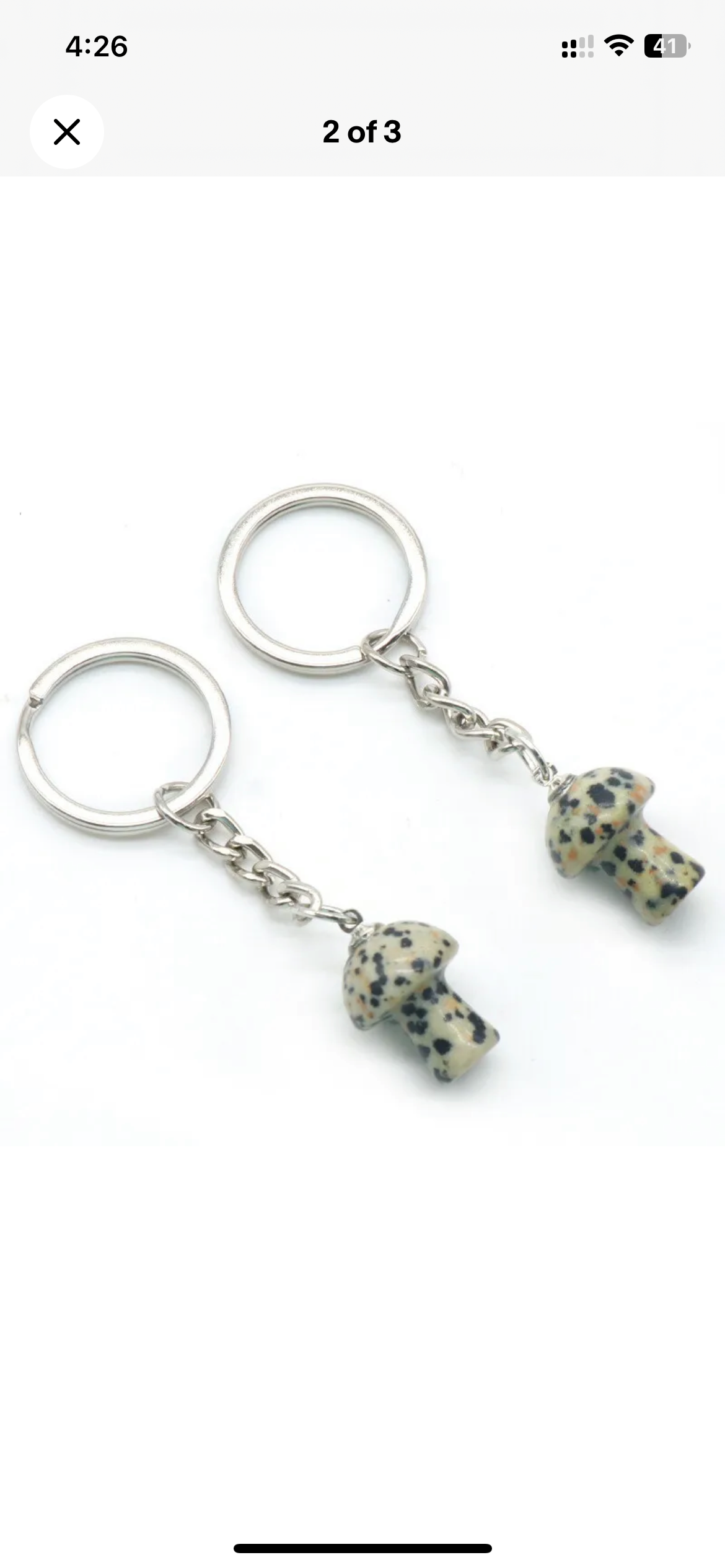 Dalmatian Jasper Mushroom Keychain