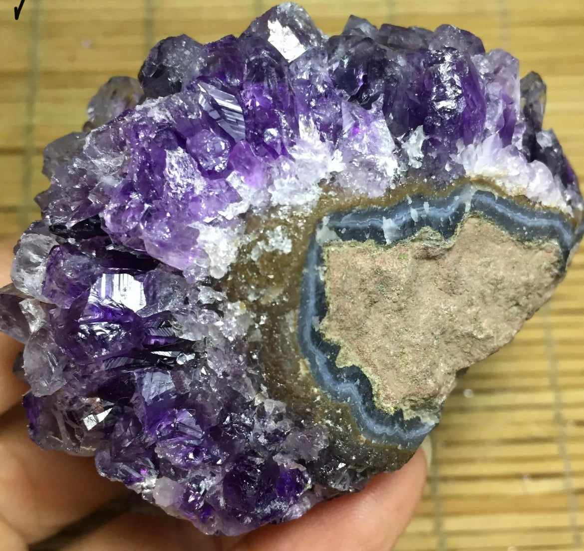 Natural Amethyst geode quartz cluster crystal specimen energy