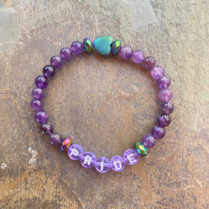 Men's and Women's PRIDE Amethyst Gemstone Bracelets