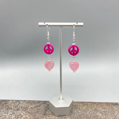 Peace and Hearts Gemstone Earrings