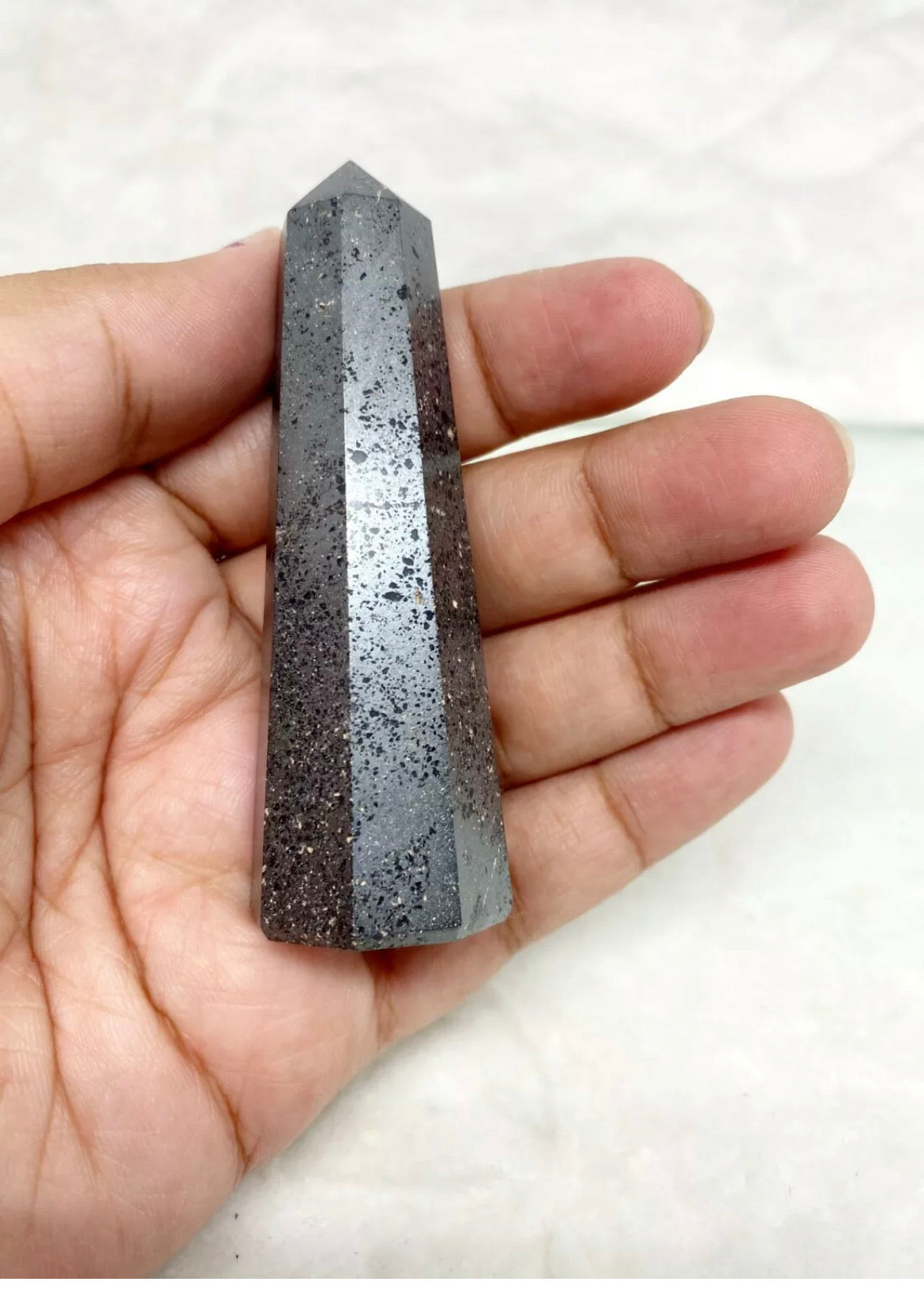 Natural Hematite gemstone tower point healing Wand