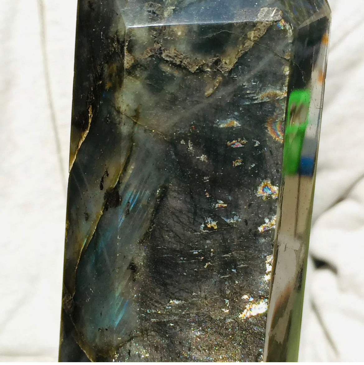 Natural Labradorite Tower Point healing energy obelisk