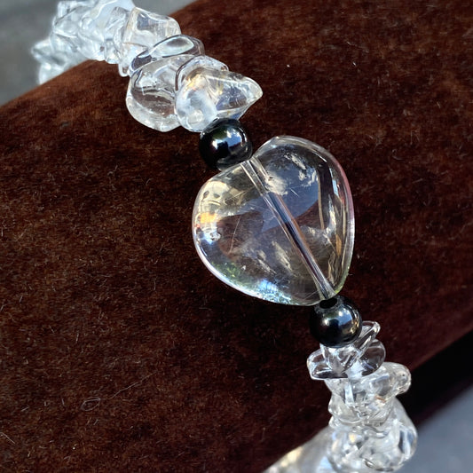 Clear Quartz gemstone Heart Bracelet