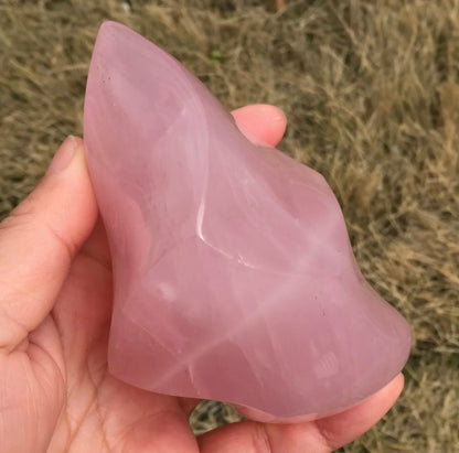 Natural Rose Quartz Flame Shaped Crystal