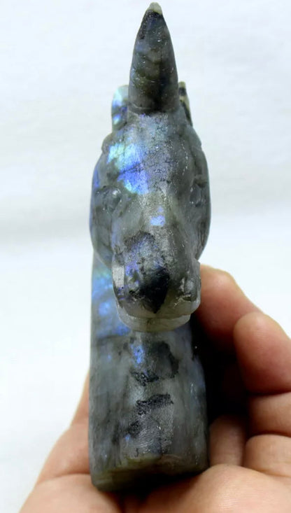 Natural labradorite carved unicorn