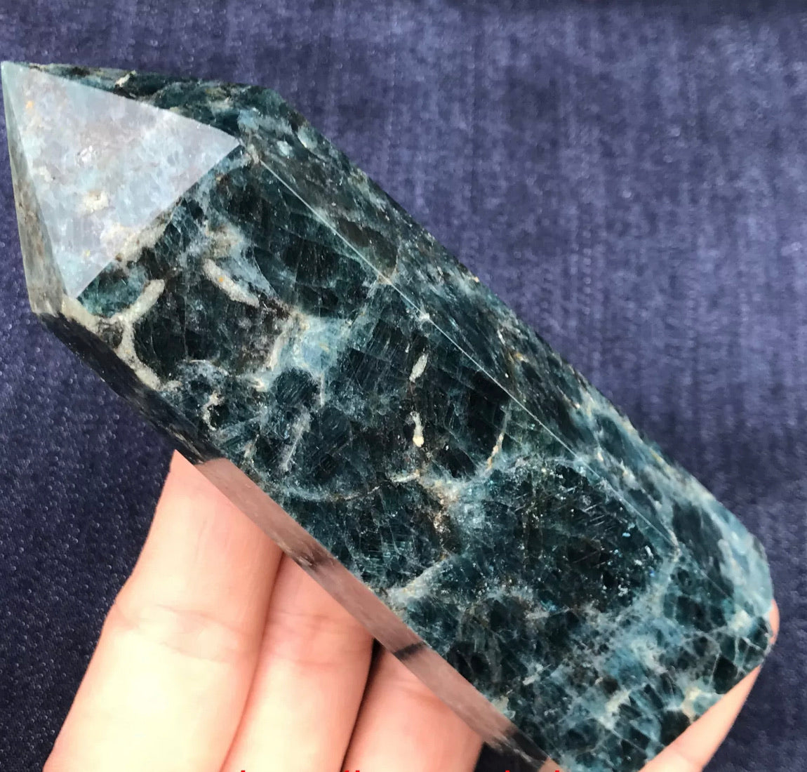 Natural Blue Apatite gemstone Tower Point Obelisk