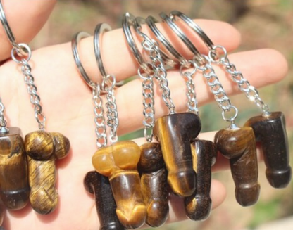 Natural Tiger Eye Penis Keychain/Keyring