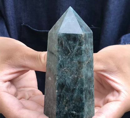 Natural Blue Apatite gemstone Tower Point Obelisk