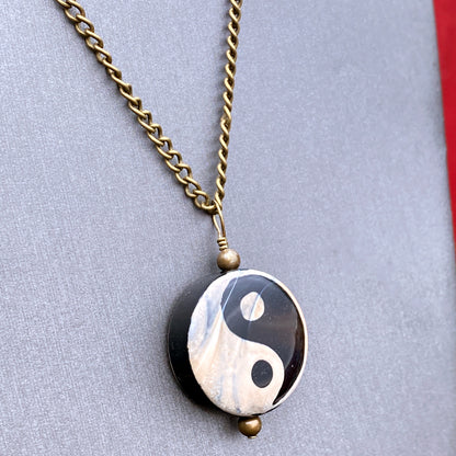 Yin Yang necklace on Brass Chain