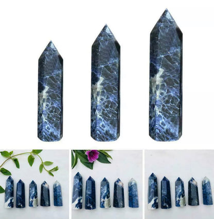 Natural blue Sodalite gemstone healing wand