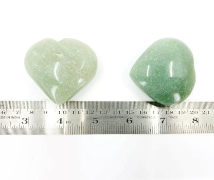 Aventurine gemstone carved puffy hearts