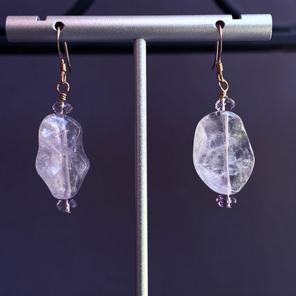 Amethyst and 14 kt rose Gf drop earrings