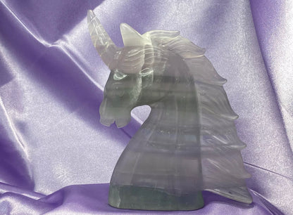 genuine Fluorite gemstone carved Unicorn