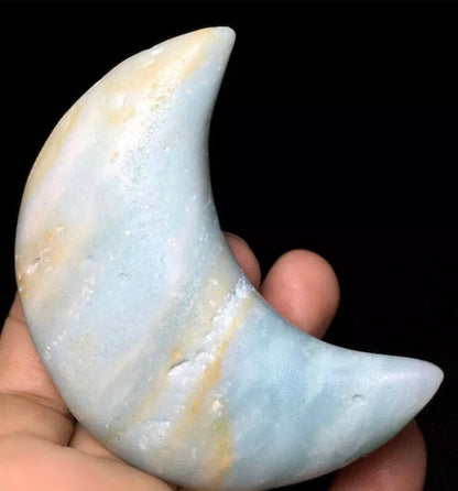 Natural Blue Calcite Crescent Moon