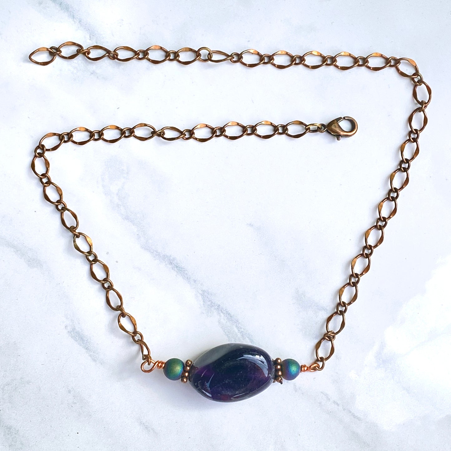 Amethyst gemstone and Druzy Agate Necklace