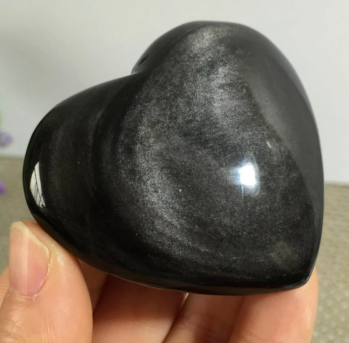 Natural Silver Obsidian heart