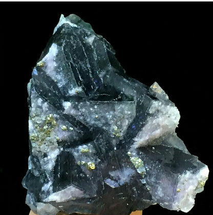 Natural Translucent Blue Trapezoidal Fluorite Pyrite Collectors Piece
