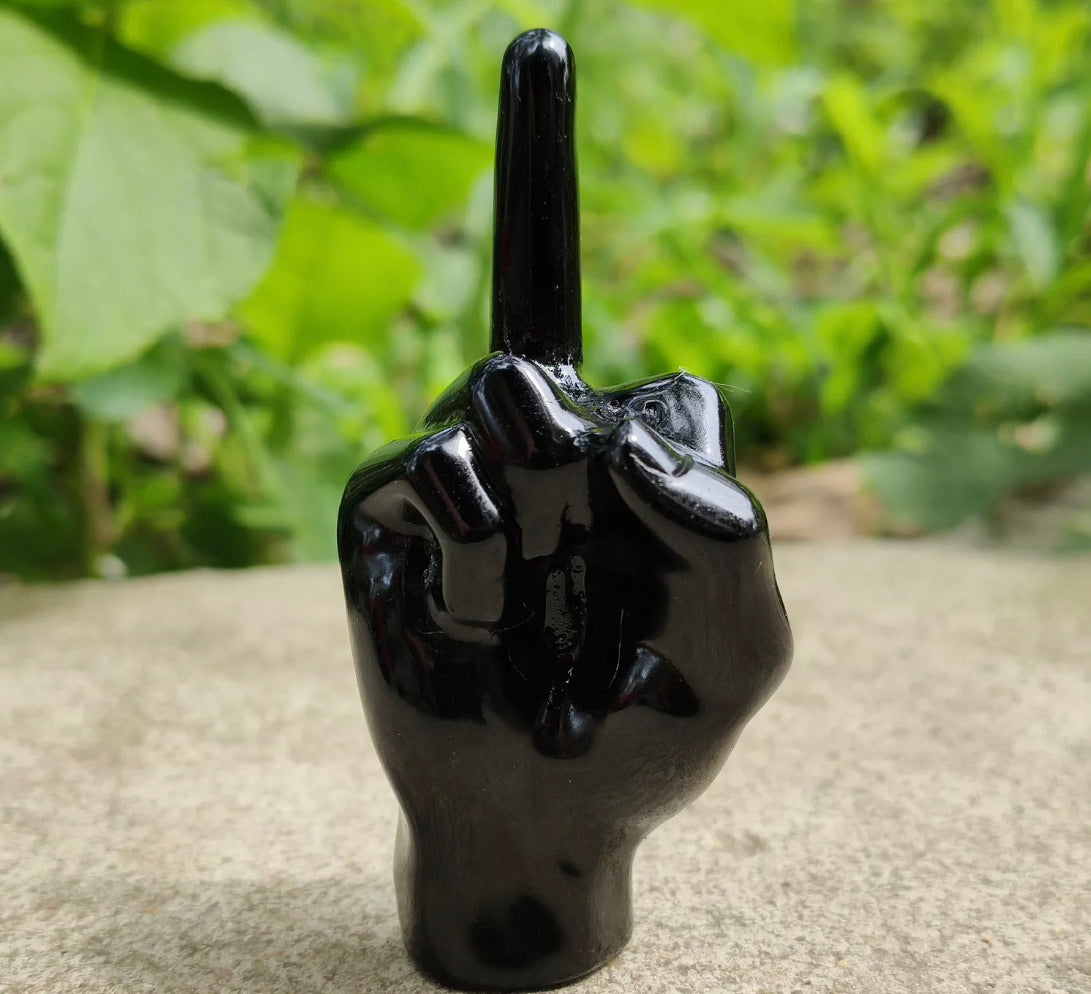 Natural Black Obsidian Middle Finger